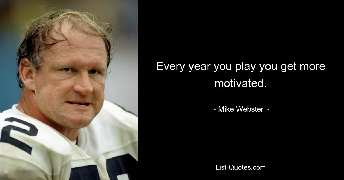 Every year you play you get more motivated. — © Mike Webster