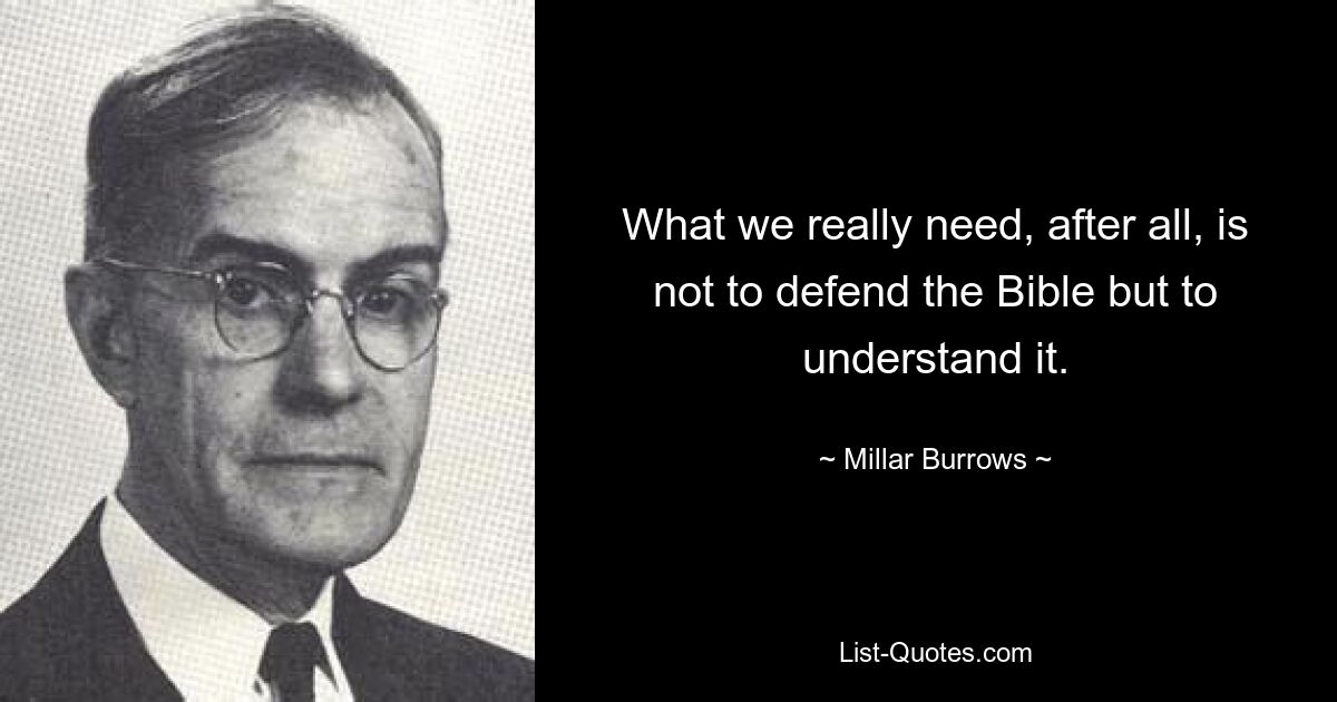 В конце концов, нам действительно нужно не защищать Библию, а понимать ее. — © Миллар Берроуз 