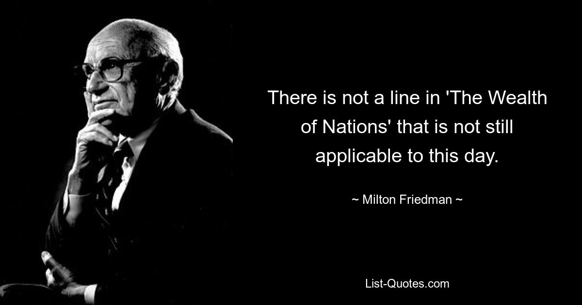 There is not a line in 'The Wealth of Nations' that is not still applicable to this day. — © Milton Friedman