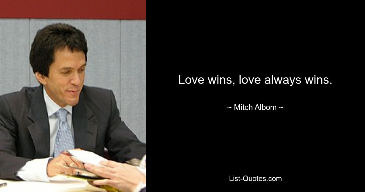 Love wins, love always wins. — © Mitch Albom