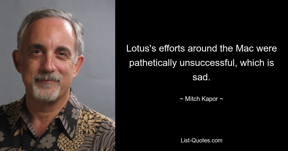 Lotus's efforts around the Mac were pathetically unsuccessful, which is sad. — © Mitch Kapor