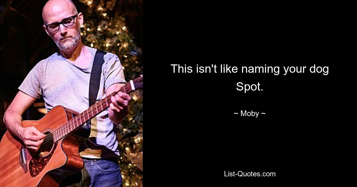 This isn't like naming your dog Spot. — © Moby