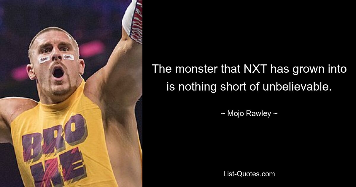 The monster that NXT has grown into is nothing short of unbelievable. — © Mojo Rawley