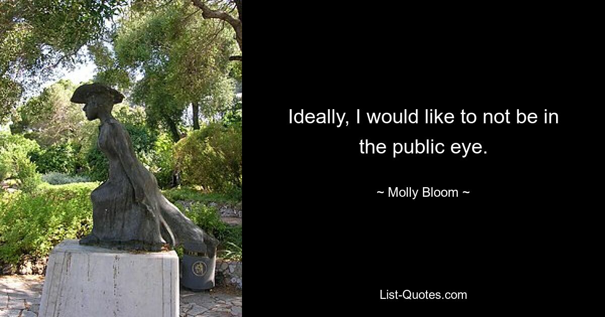 Ideally, I would like to not be in the public eye. — © Molly Bloom