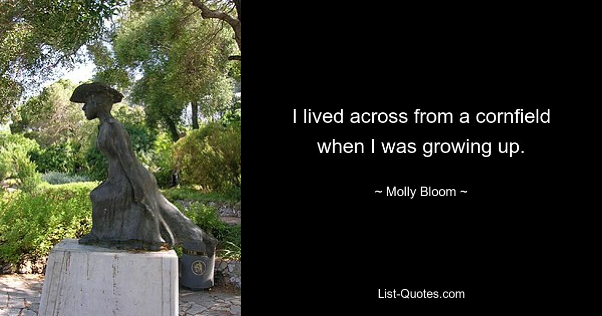 I lived across from a cornfield when I was growing up. — © Molly Bloom