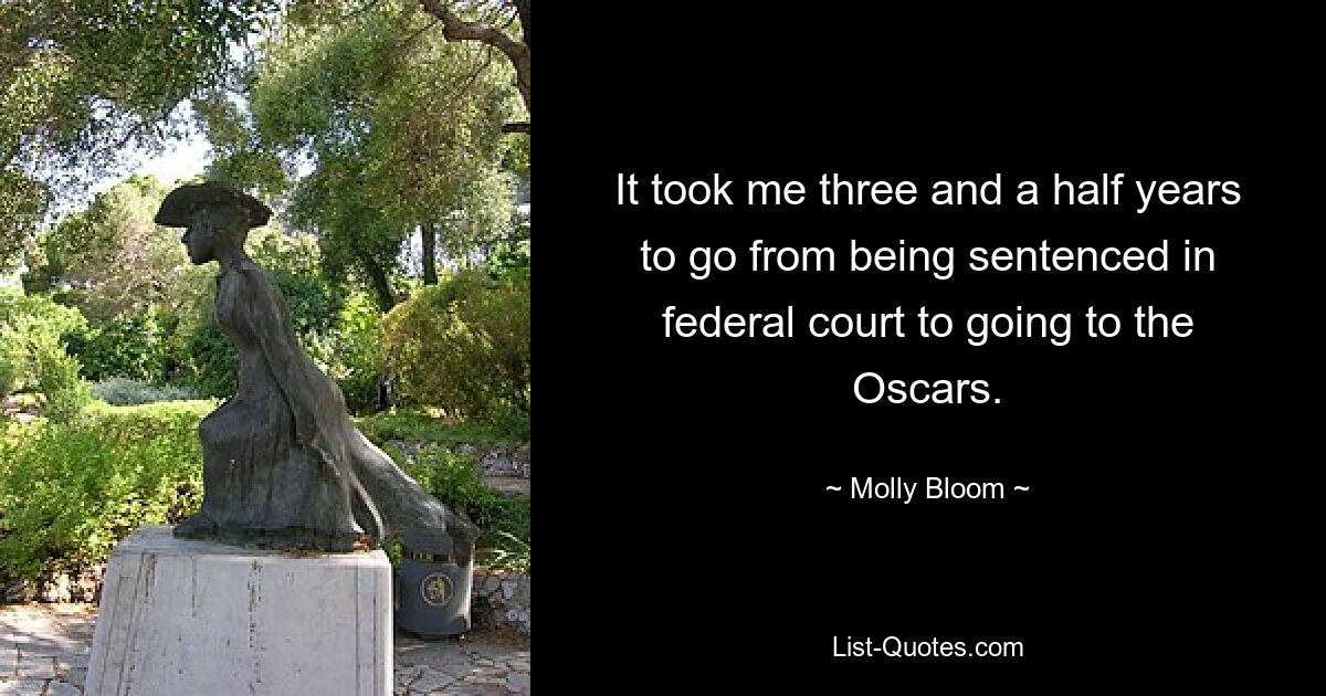 It took me three and a half years to go from being sentenced in federal court to going to the Oscars. — © Molly Bloom