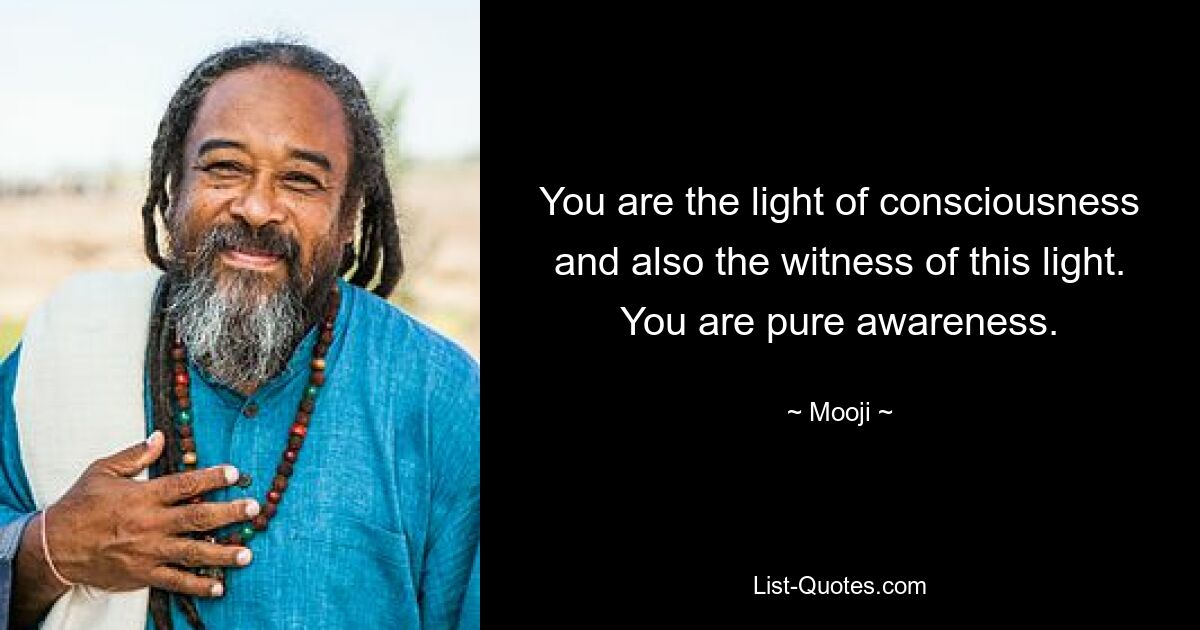 You are the light of consciousness and also the witness of this light. You are pure awareness. — © Mooji