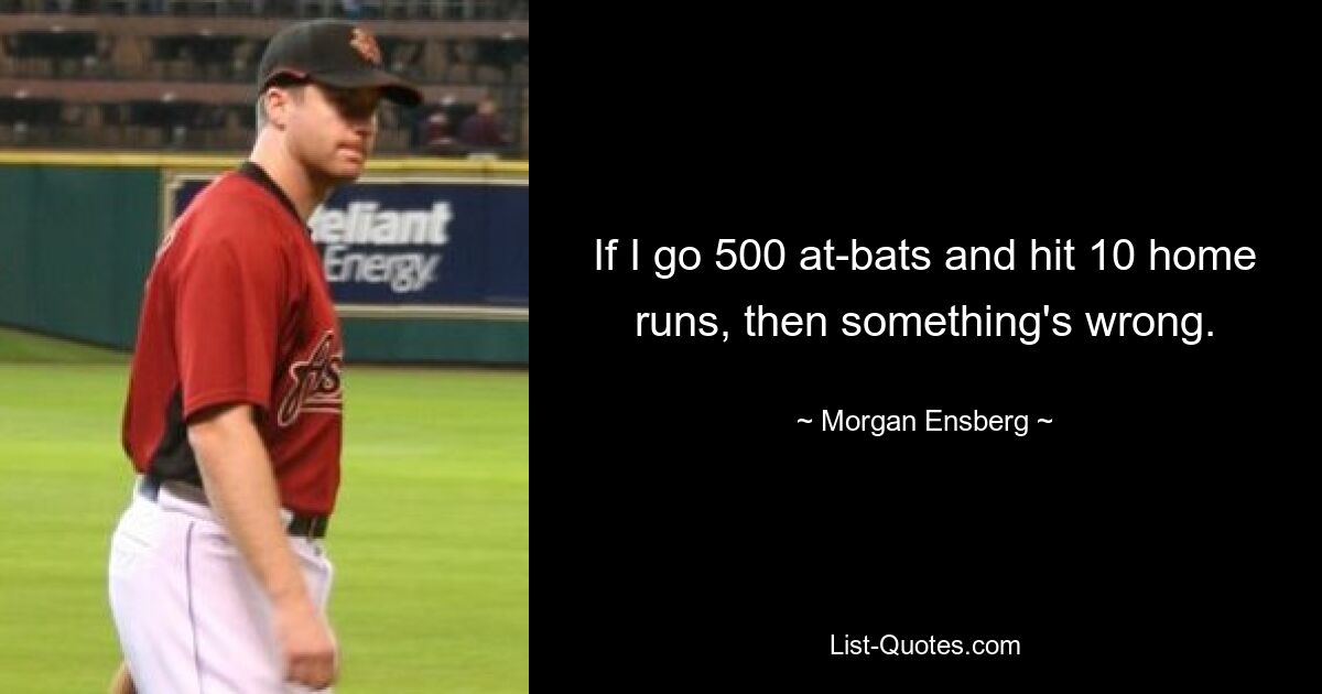 Wenn ich 500 At-Bats mache und 10 Homeruns schaffe, dann stimmt etwas nicht. — © Morgan Ensberg