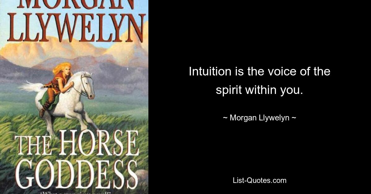 Intuition is the voice of the spirit within you. — © Morgan Llywelyn