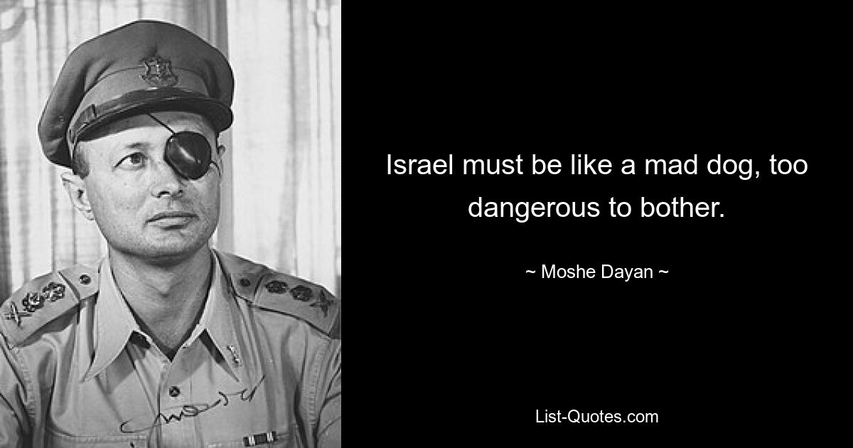 Israel must be like a mad dog, too dangerous to bother. — © Moshe Dayan