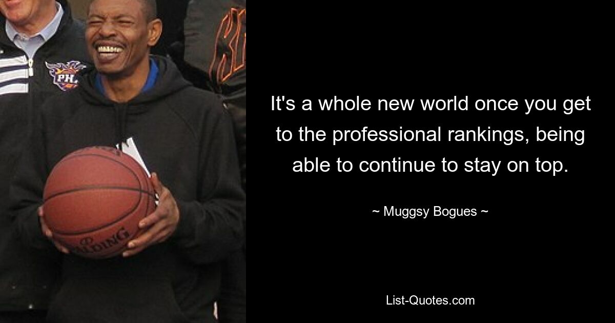 It's a whole new world once you get to the professional rankings, being able to continue to stay on top. — © Muggsy Bogues