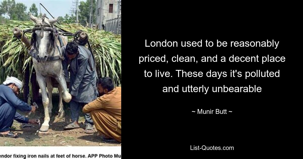 London used to be reasonably priced, clean, and a decent place to live. These days it's polluted and utterly unbearable — © Munir Butt