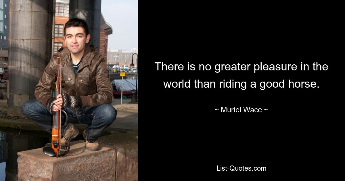 There is no greater pleasure in the world than riding a good horse. — © Muriel Wace