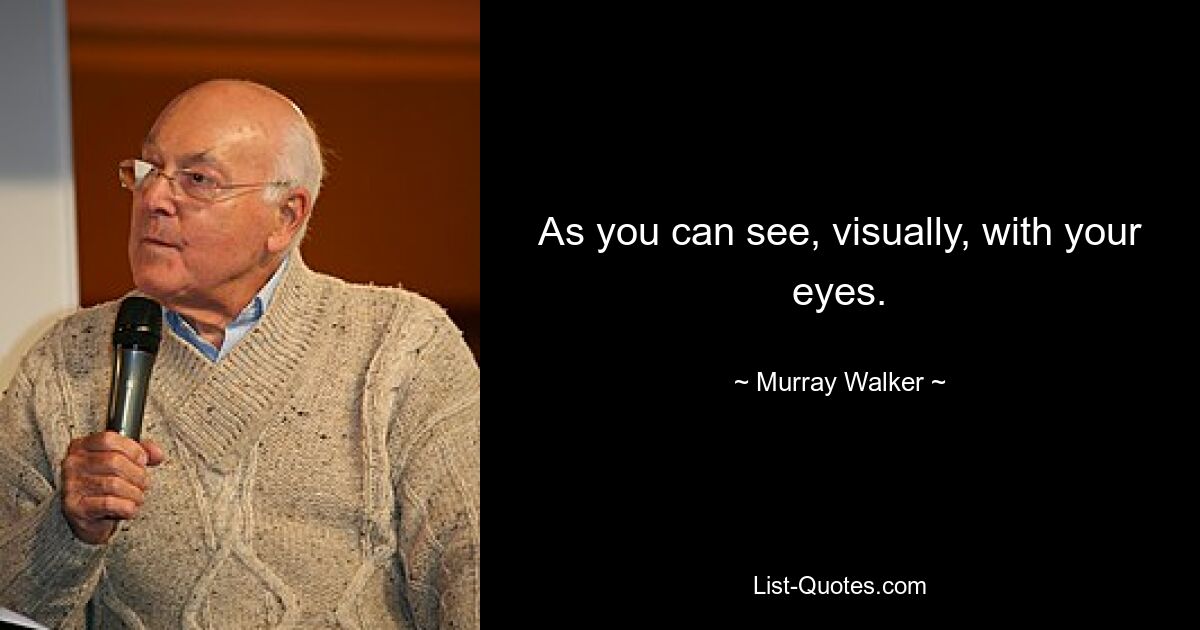 As you can see, visually, with your eyes. — © Murray Walker