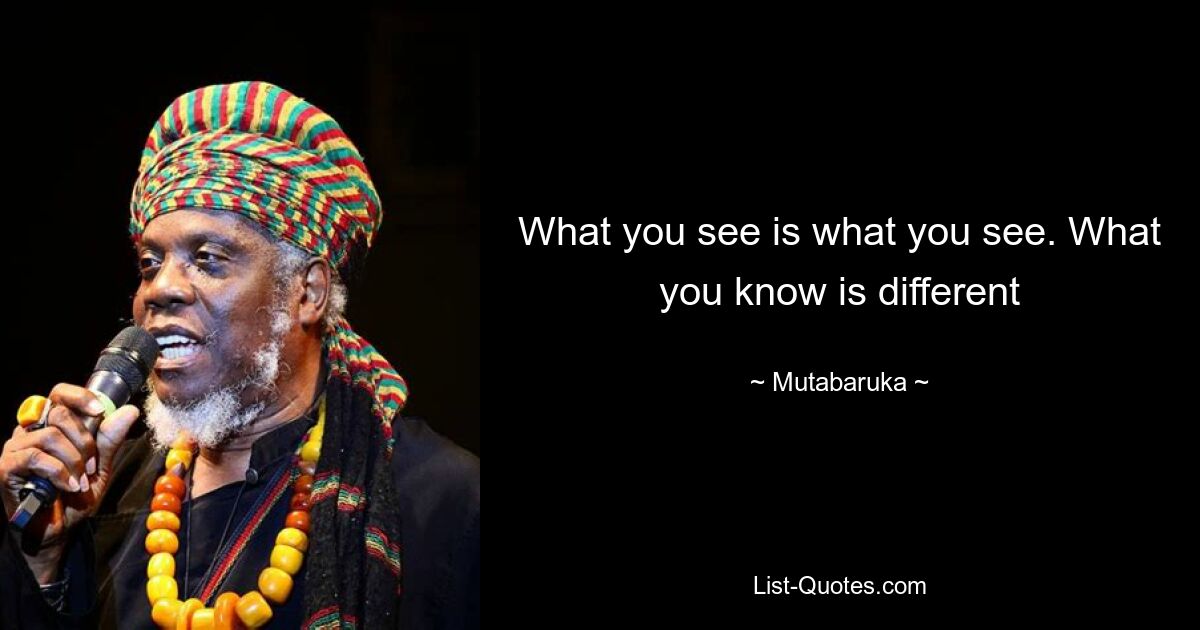 What you see is what you see. What you know is different — © Mutabaruka