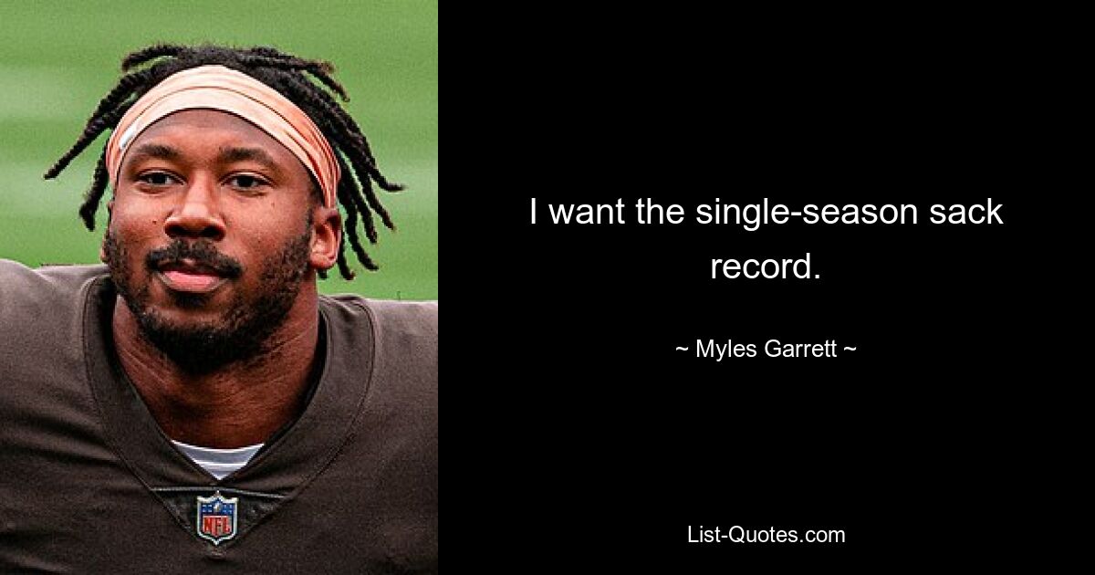 I want the single-season sack record. — © Myles Garrett