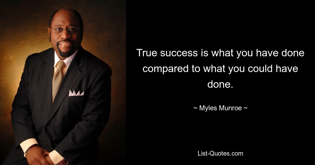 True success is what you have done compared to what you could have done. — © Myles Munroe