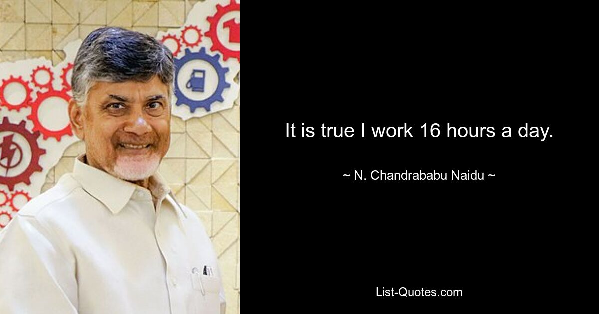 It is true I work 16 hours a day. — © N. Chandrababu Naidu