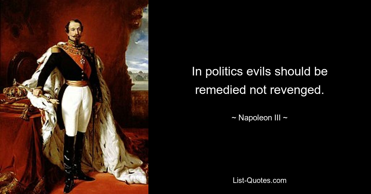 In politics evils should be remedied not revenged. — © Napoleon III