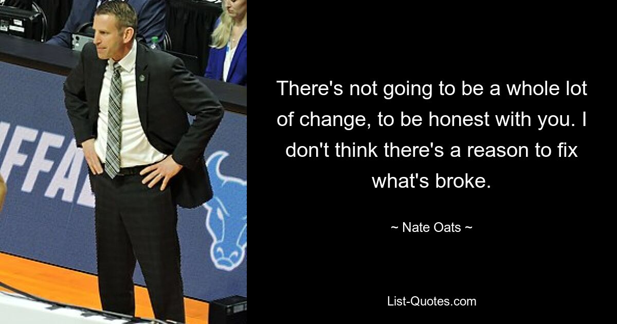 There's not going to be a whole lot of change, to be honest with you. I don't think there's a reason to fix what's broke. — © Nate Oats