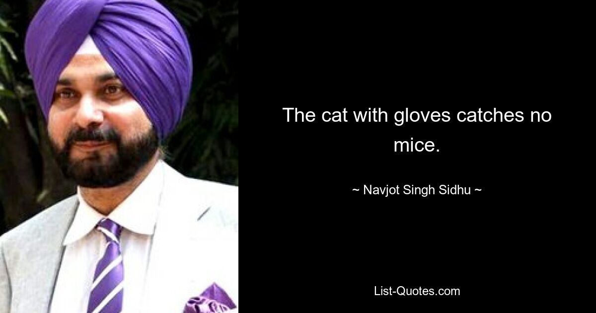 The cat with gloves catches no mice. — © Navjot Singh Sidhu