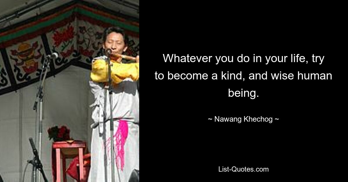 Whatever you do in your life, try to become a kind, and wise human being. — © Nawang Khechog