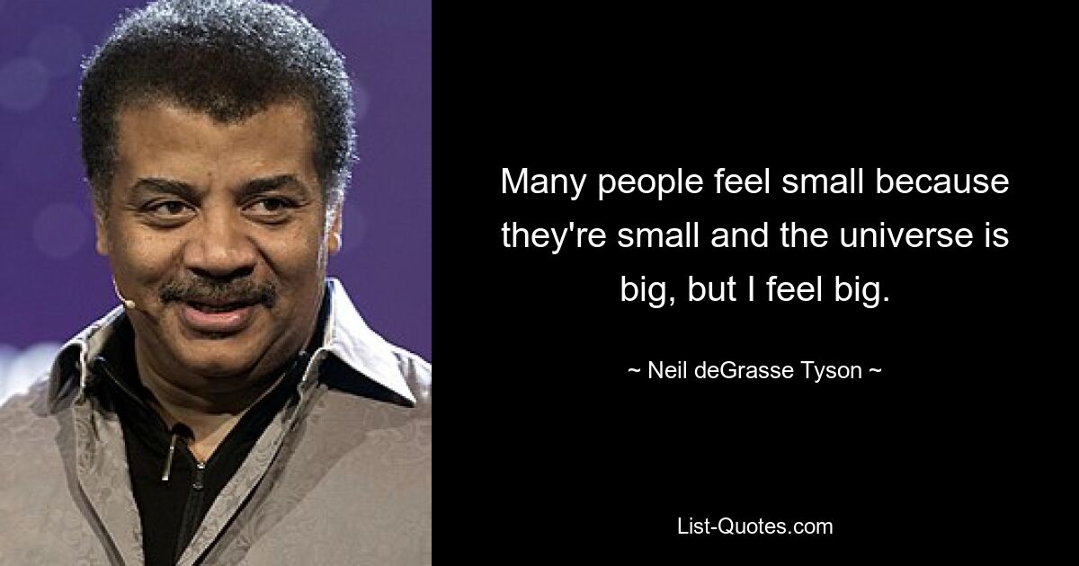 Many people feel small because they're small and the universe is big, but I feel big. — © Neil deGrasse Tyson