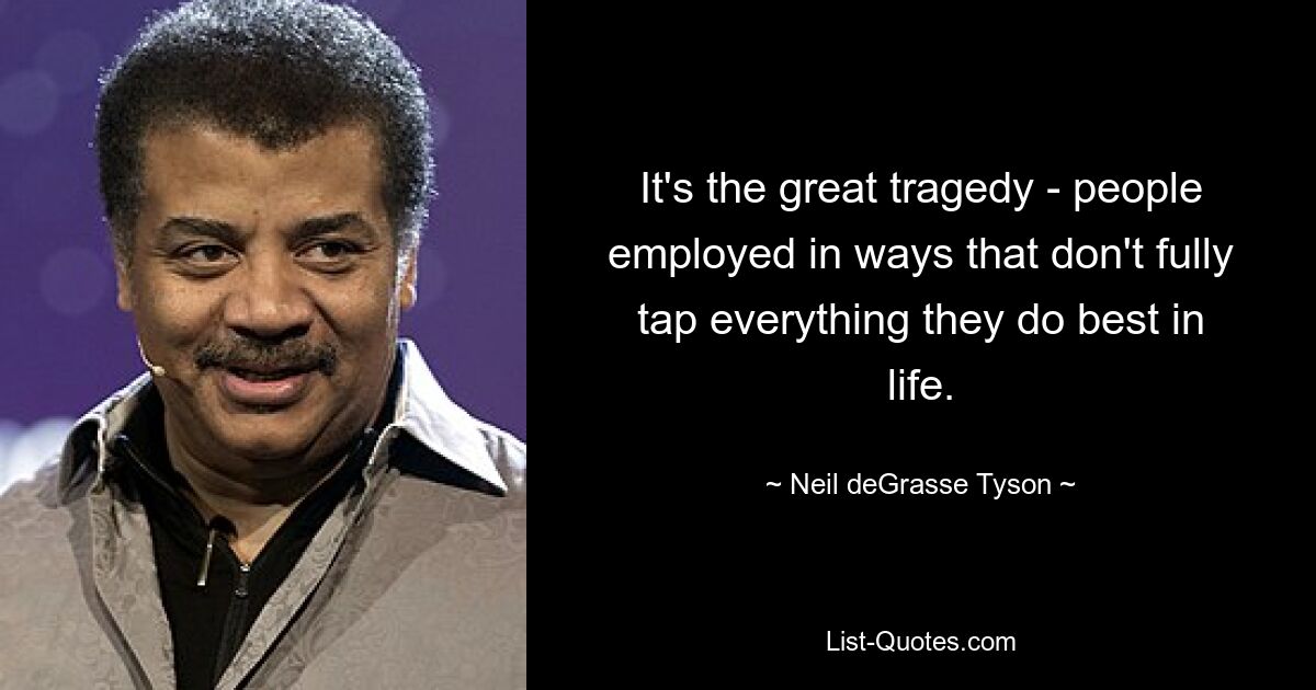 It's the great tragedy - people employed in ways that don't fully tap everything they do best in life. — © Neil deGrasse Tyson