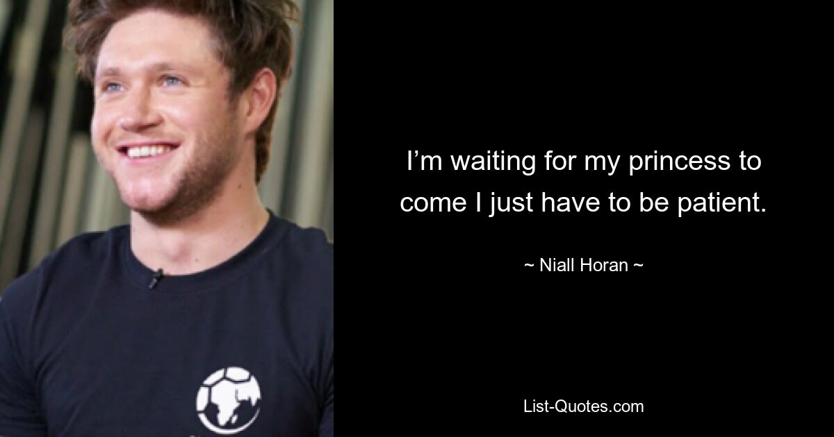 I’m waiting for my princess to come I just have to be patient. — © Niall Horan