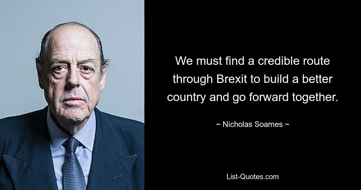 We must find a credible route through Brexit to build a better country and go forward together. — © Nicholas Soames