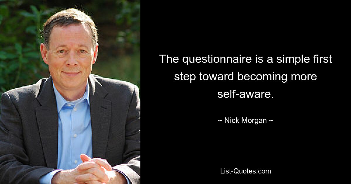 The questionnaire is a simple first step toward becoming more self-aware. — © Nick Morgan