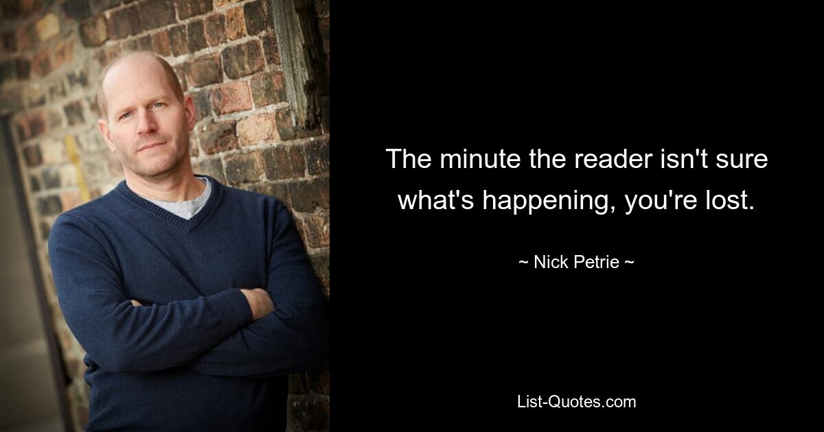 The minute the reader isn't sure what's happening, you're lost. — © Nick Petrie