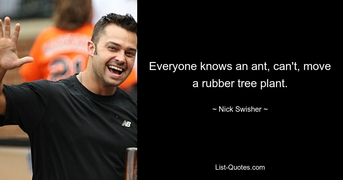 Jeder kennt eine Ameise, die eine Gummibaumpflanze nicht bewegen kann. — © Nick Swisher 