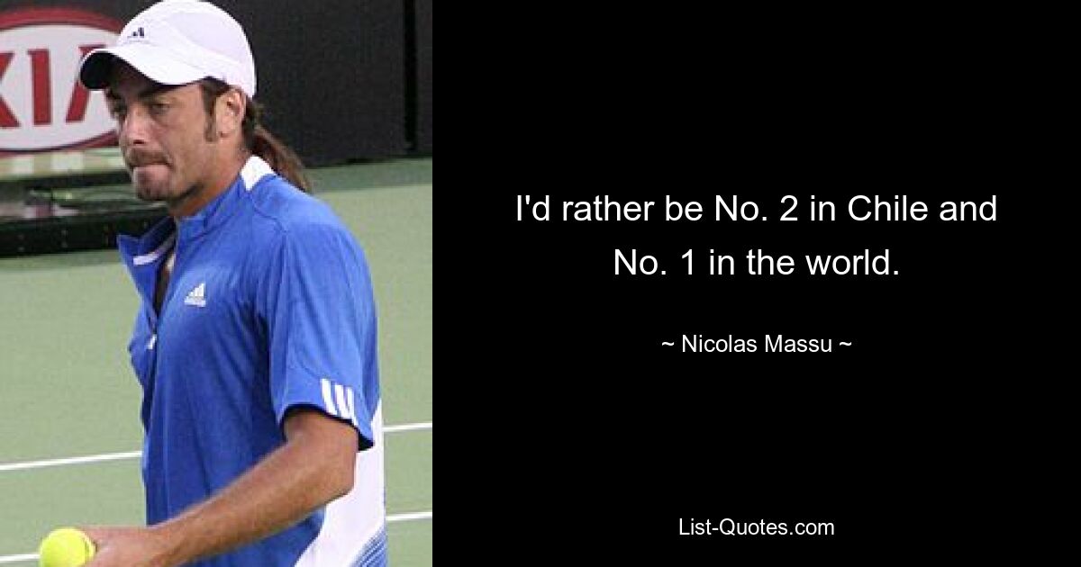 I'd rather be No. 2 in Chile and No. 1 in the world. — © Nicolas Massu