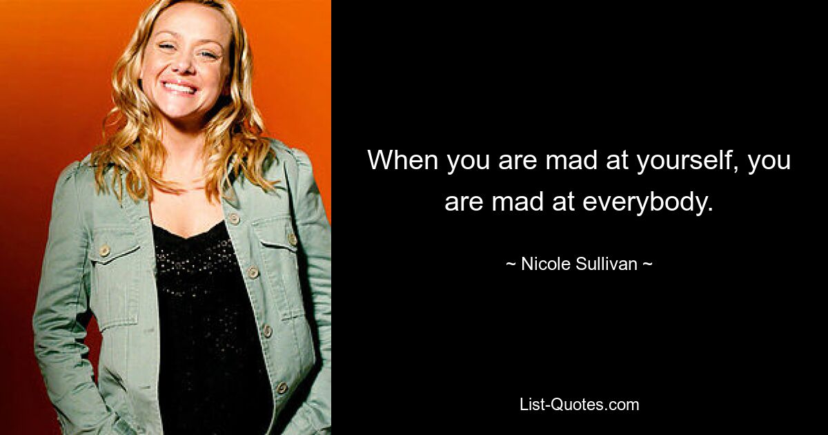 When you are mad at yourself, you are mad at everybody. — © Nicole Sullivan