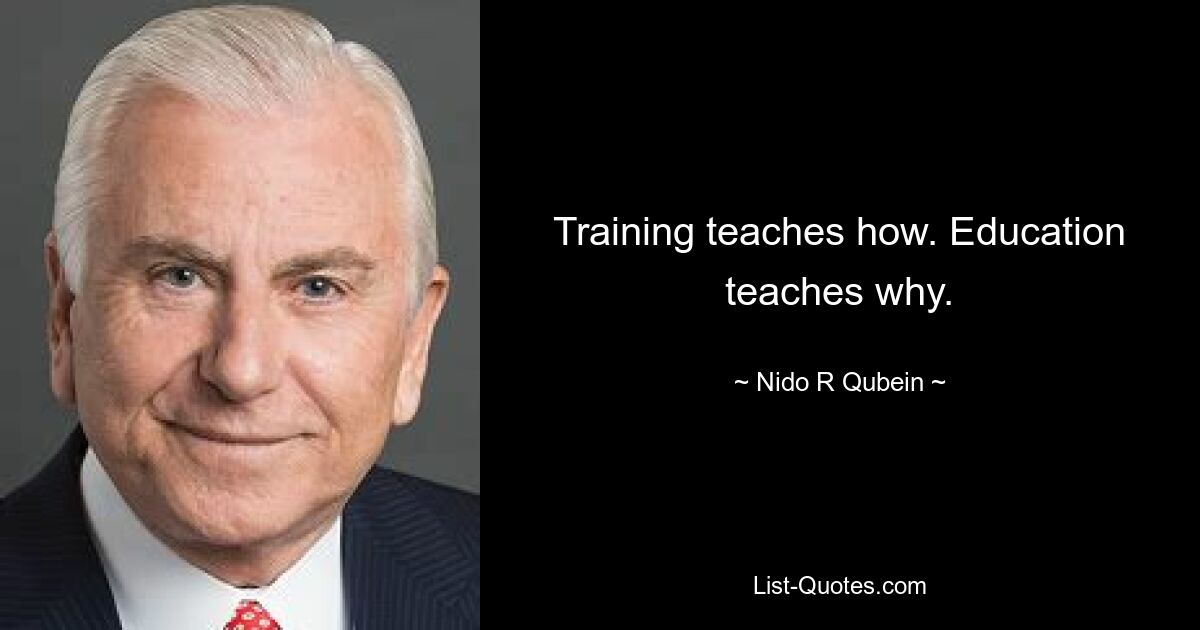 Das Training lehrt, wie. Bildung lehrt, warum. — © Nido R Qubein