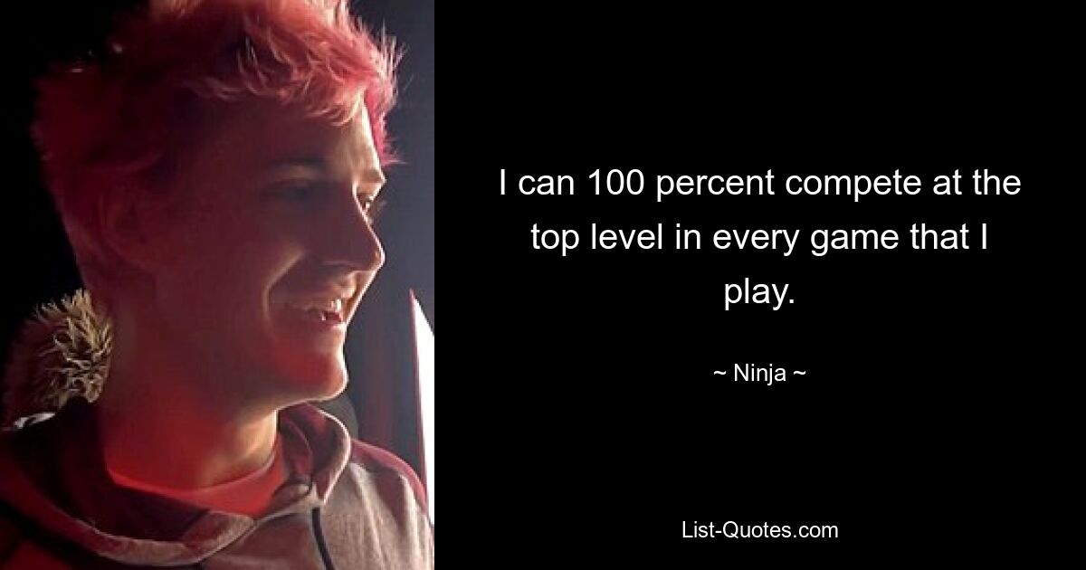 I can 100 percent compete at the top level in every game that I play. — © Ninja