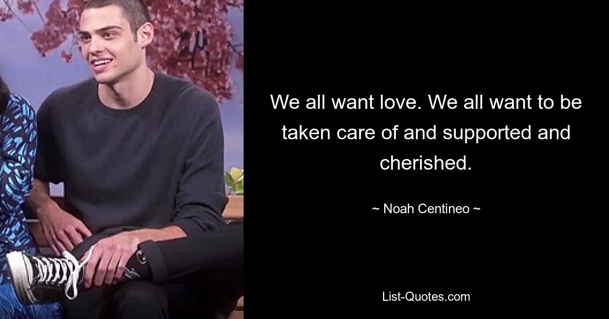 We all want love. We all want to be taken care of and supported and cherished. — © Noah Centineo