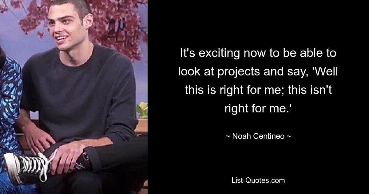 It's exciting now to be able to look at projects and say, 'Well this is right for me; this isn't right for me.' — © Noah Centineo