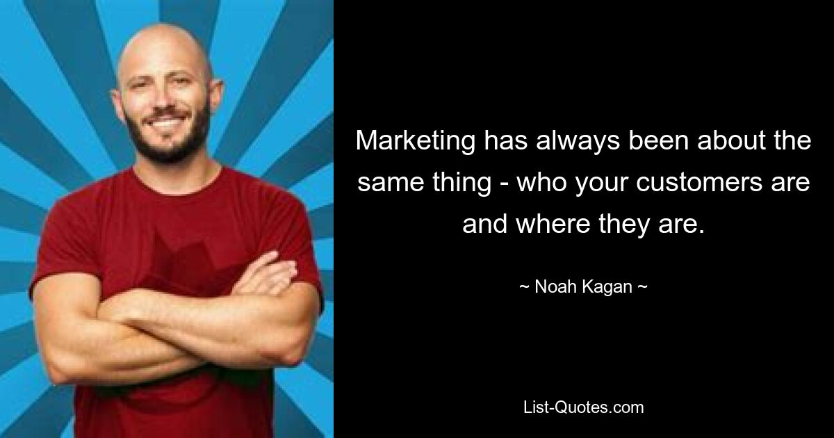 Marketing has always been about the same thing - who your customers are and where they are. — © Noah Kagan