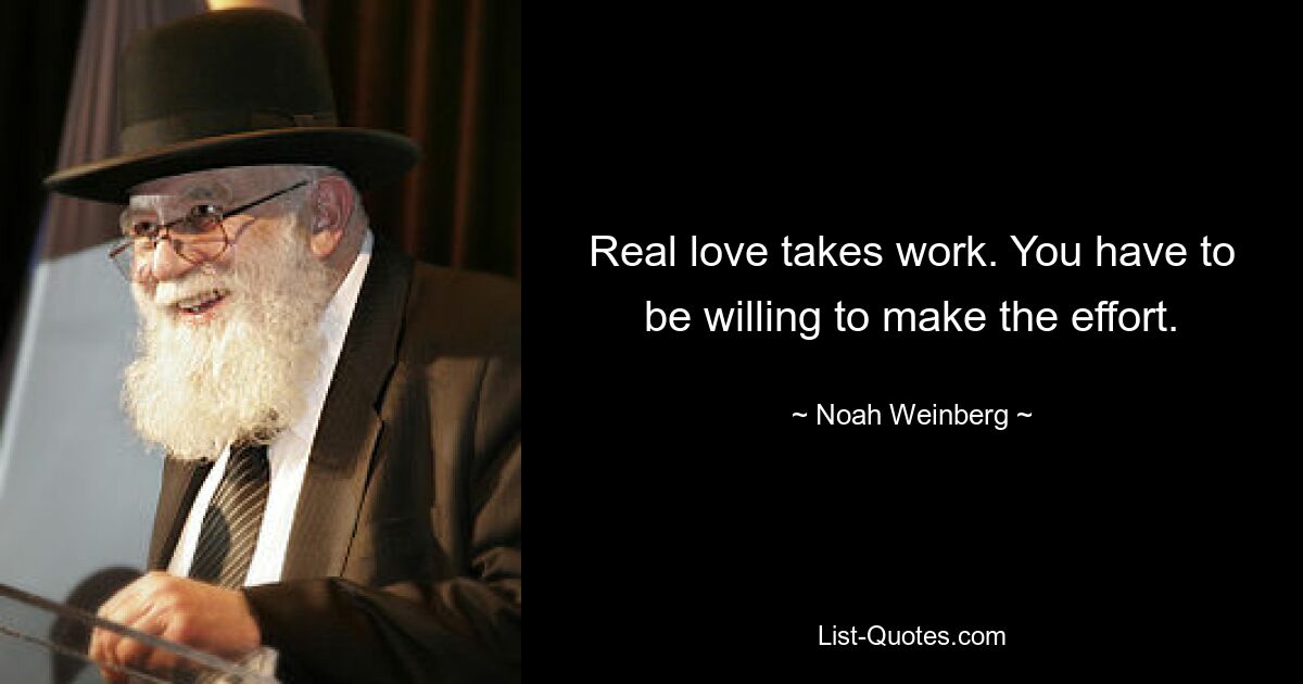 Real love takes work. You have to be willing to make the effort. — © Noah Weinberg