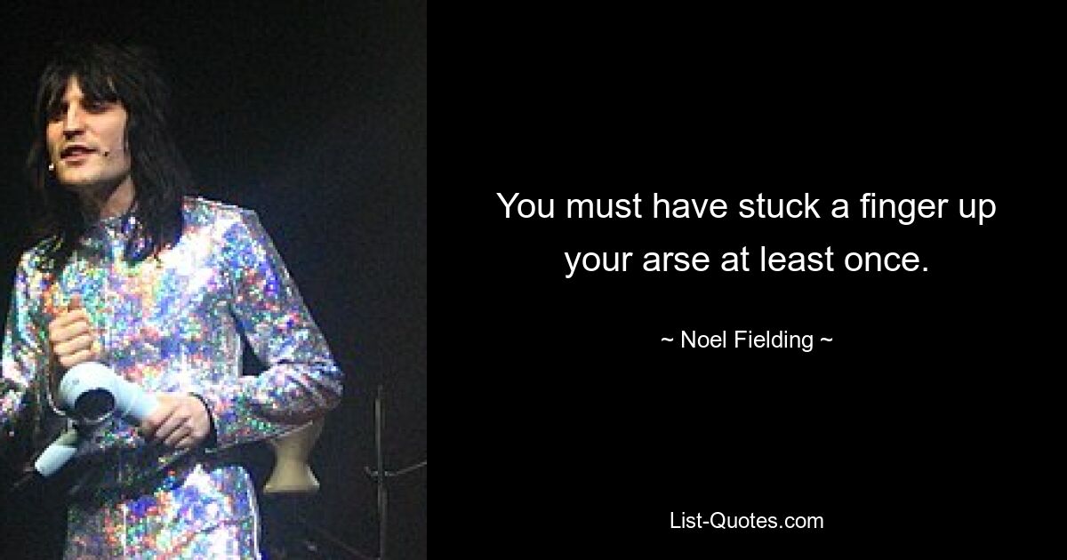 You must have stuck a finger up your arse at least once. — © Noel Fielding