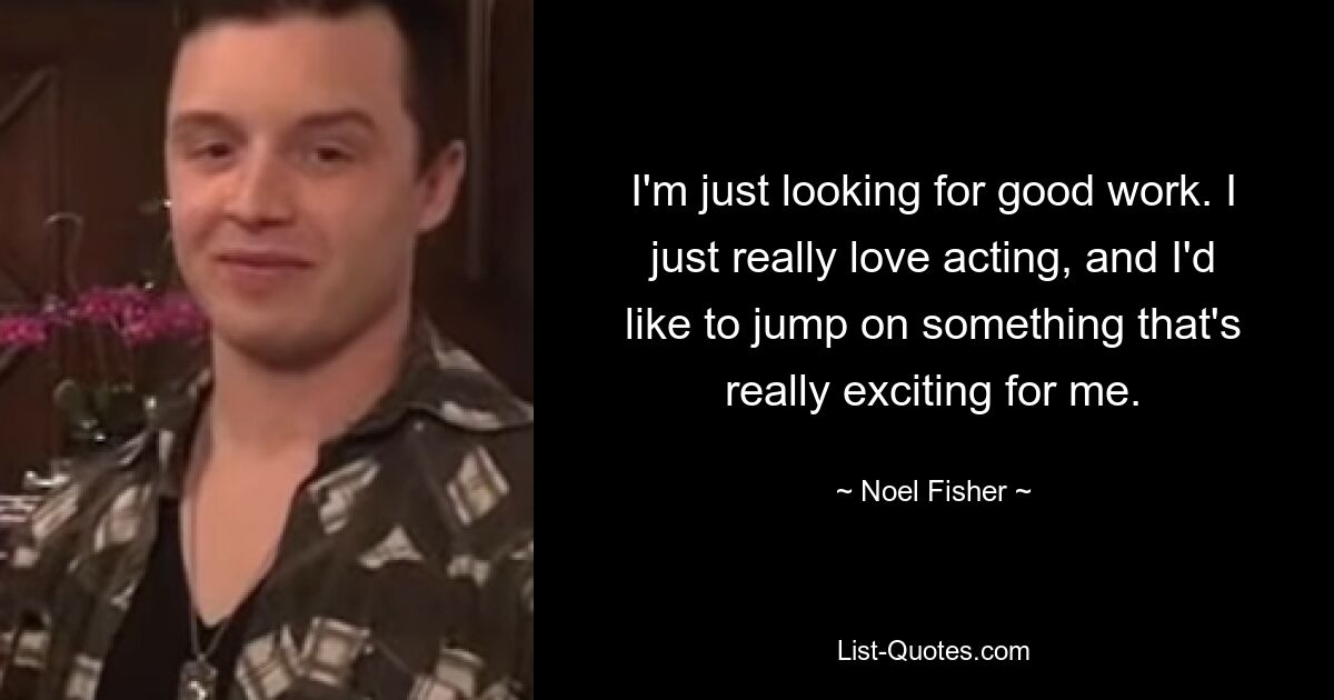 I'm just looking for good work. I just really love acting, and I'd like to jump on something that's really exciting for me. — © Noel Fisher