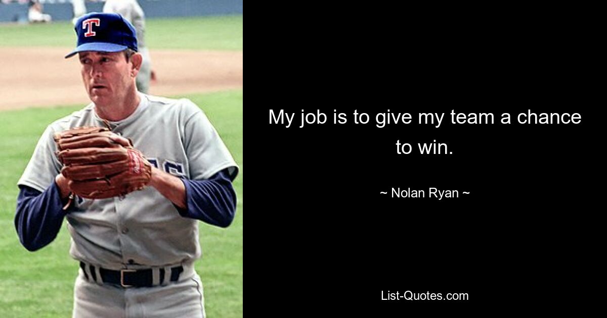 My job is to give my team a chance to win. — © Nolan Ryan