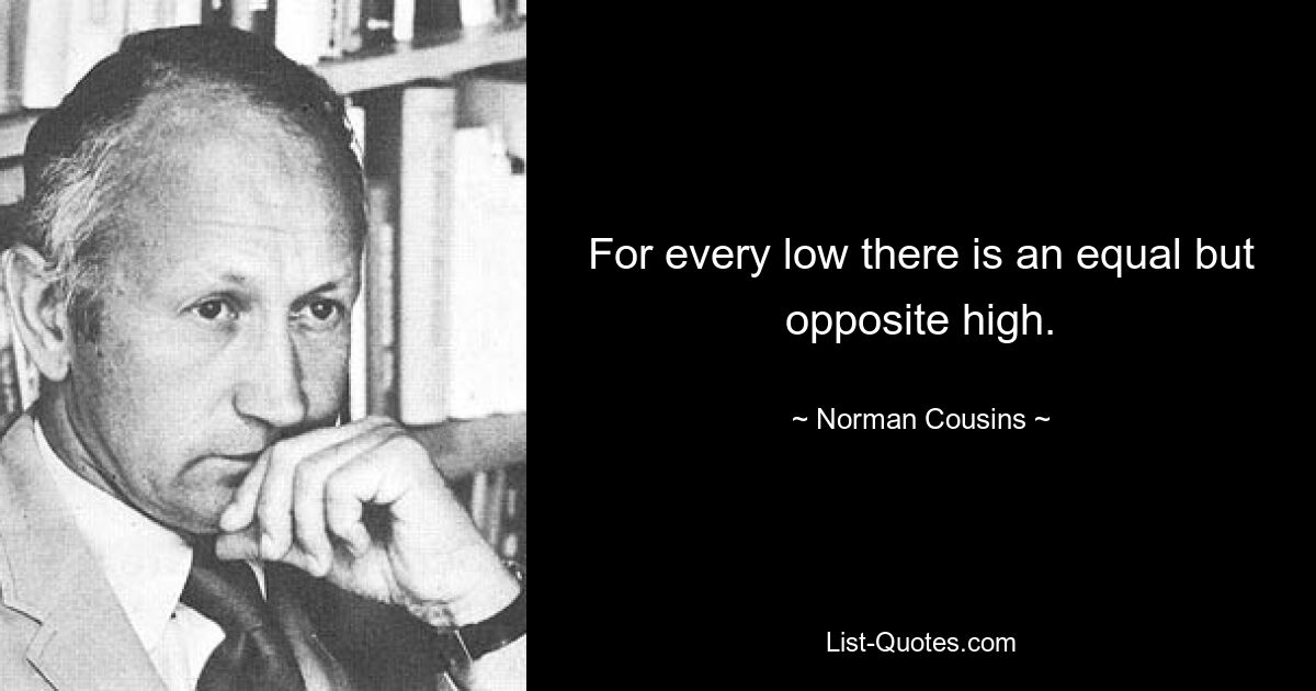 For every low there is an equal but opposite high. — © Norman Cousins