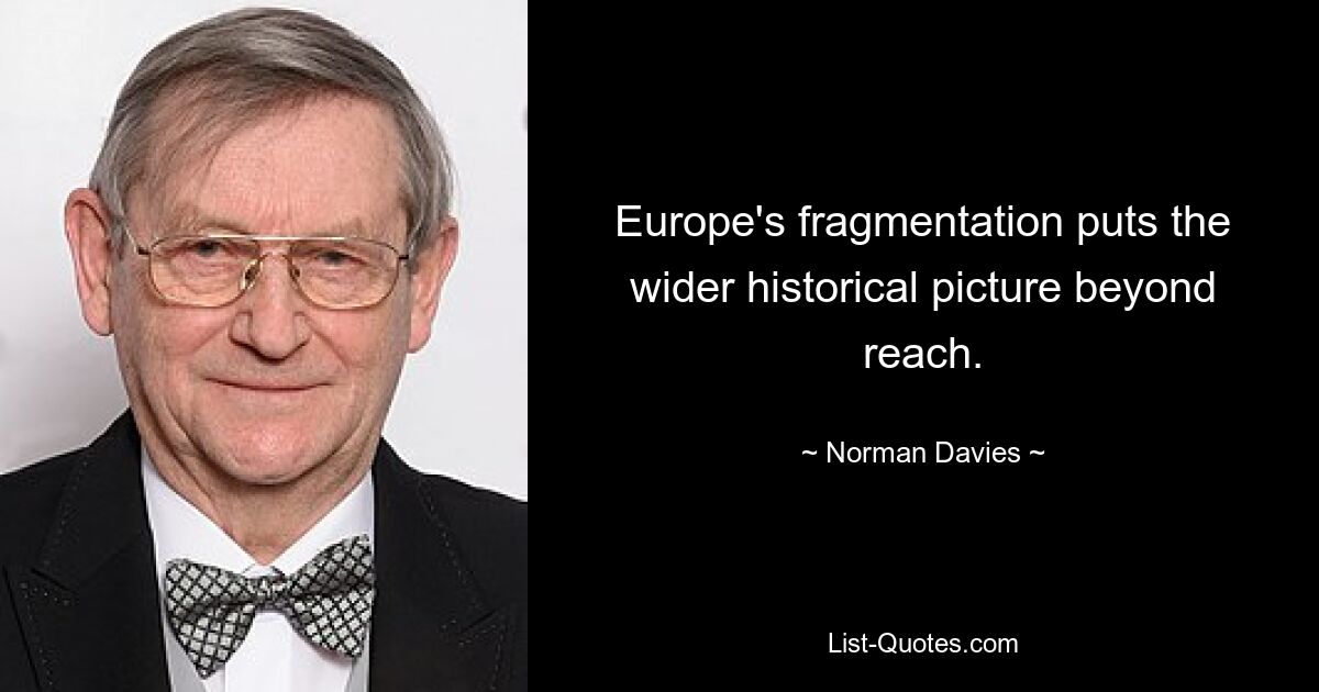 Europe's fragmentation puts the wider historical picture beyond reach. — © Norman Davies