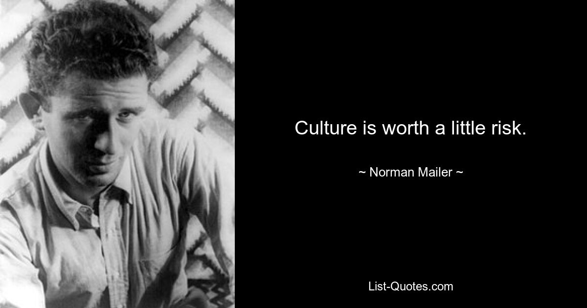 Culture is worth a little risk. — © Norman Mailer