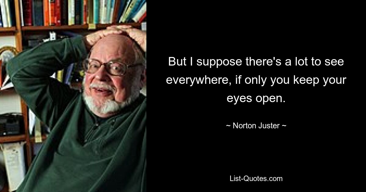 But I suppose there's a lot to see everywhere, if only you keep your eyes open. — © Norton Juster