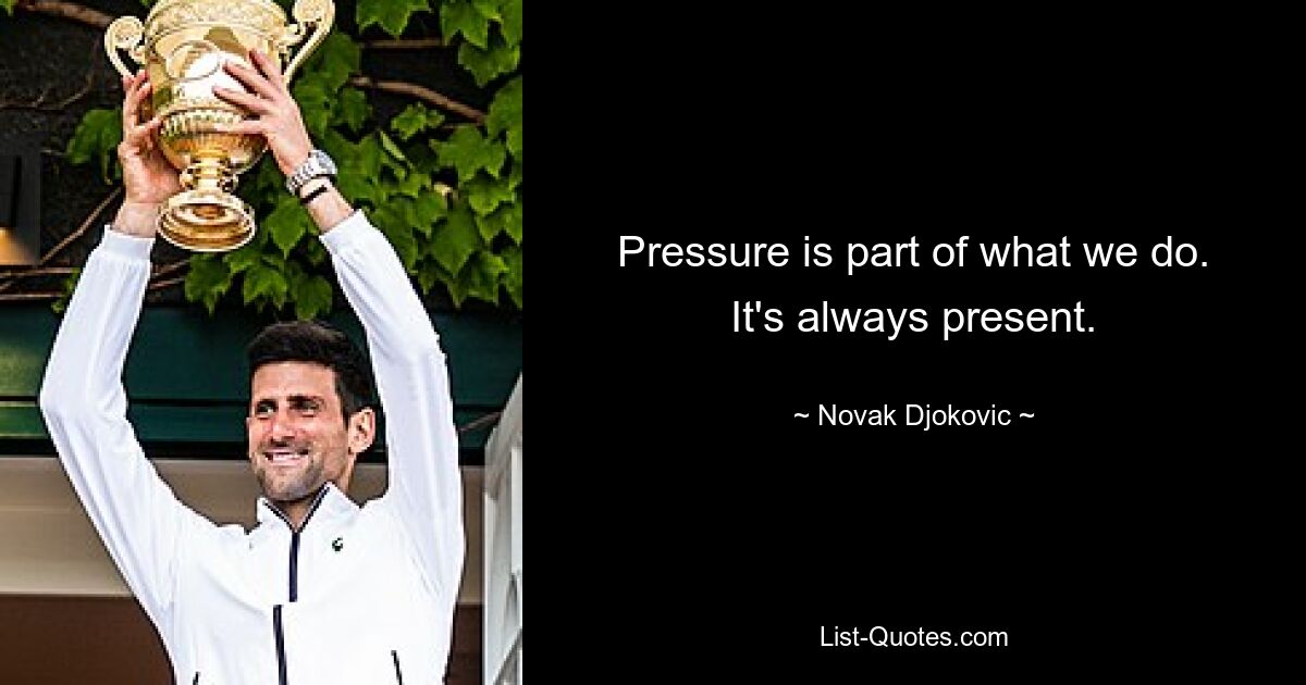 Pressure is part of what we do. It's always present. — © Novak Djokovic