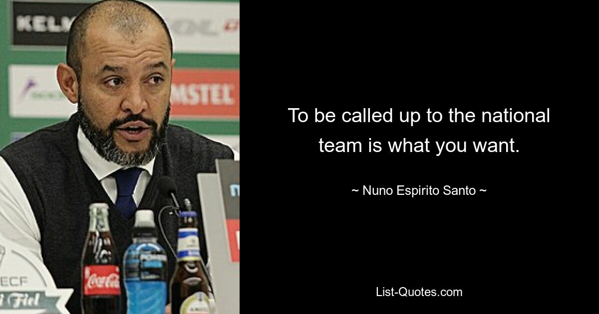 To be called up to the national team is what you want. — © Nuno Espirito Santo